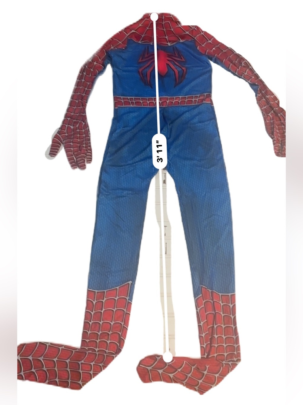 Classic Spider-Man Full Body Zentai Cosplay Stretch Youth Size XL (150cm) - Picture 11 of 14